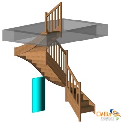 Escalier neuf à -50% Destockage : Escalier 2/4 tournant à gauche - Marches en CHENE avec contremarche - Réf. P64