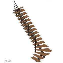 Prix Destockage : Escalier métal et bois 1/4 tournant à gauche sans contremarche