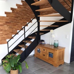 Escalier métal et bois design modèle Brooklyn - Oéba