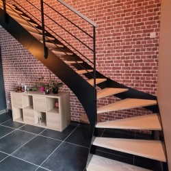 Escalier métal et bois design modèle Brooklyn - Oéba