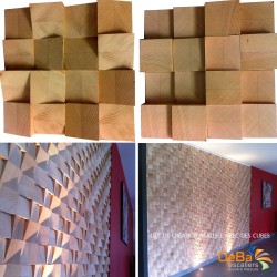 Lot de Cubes et blocs en bois massif recyclés pour mur en mosaïque de bois