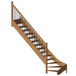 Escalier quart tournant bas sur mesure en bois avec tubes verticaux - Modèle Elégance