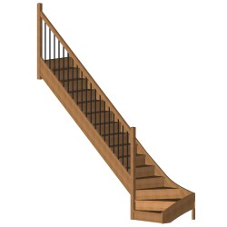 Escalier quart tournant bas sur mesure en bois avec tubes verticaux - Modèle Elégance