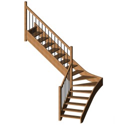 Escalier 1/4 tournant milieu à barres verticales Modèle Elégance | OéBa