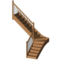 Escalier 1/4 tournant milieu à barres verticales Modèle Elégance | OéBa