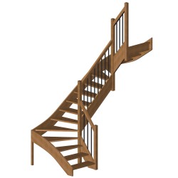 Escalier 2/4 tournant à barres verticales Modèle Elégance | OéBa