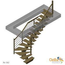 Escalier Prix Destockage : Escalier 1/4 tournant à droite avec limon central en bois laqué NOIR - Réf. S62