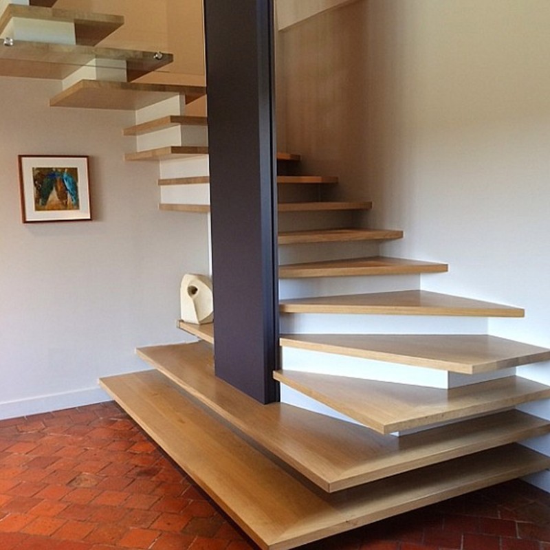 Escalier contemporain d'architecte en bois sur-mesure