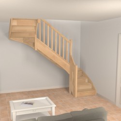 Escalier double quart tournant en bois sur-mesure