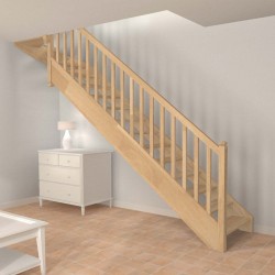 Escalier 1 4 tournant haut en bois sans contremarche