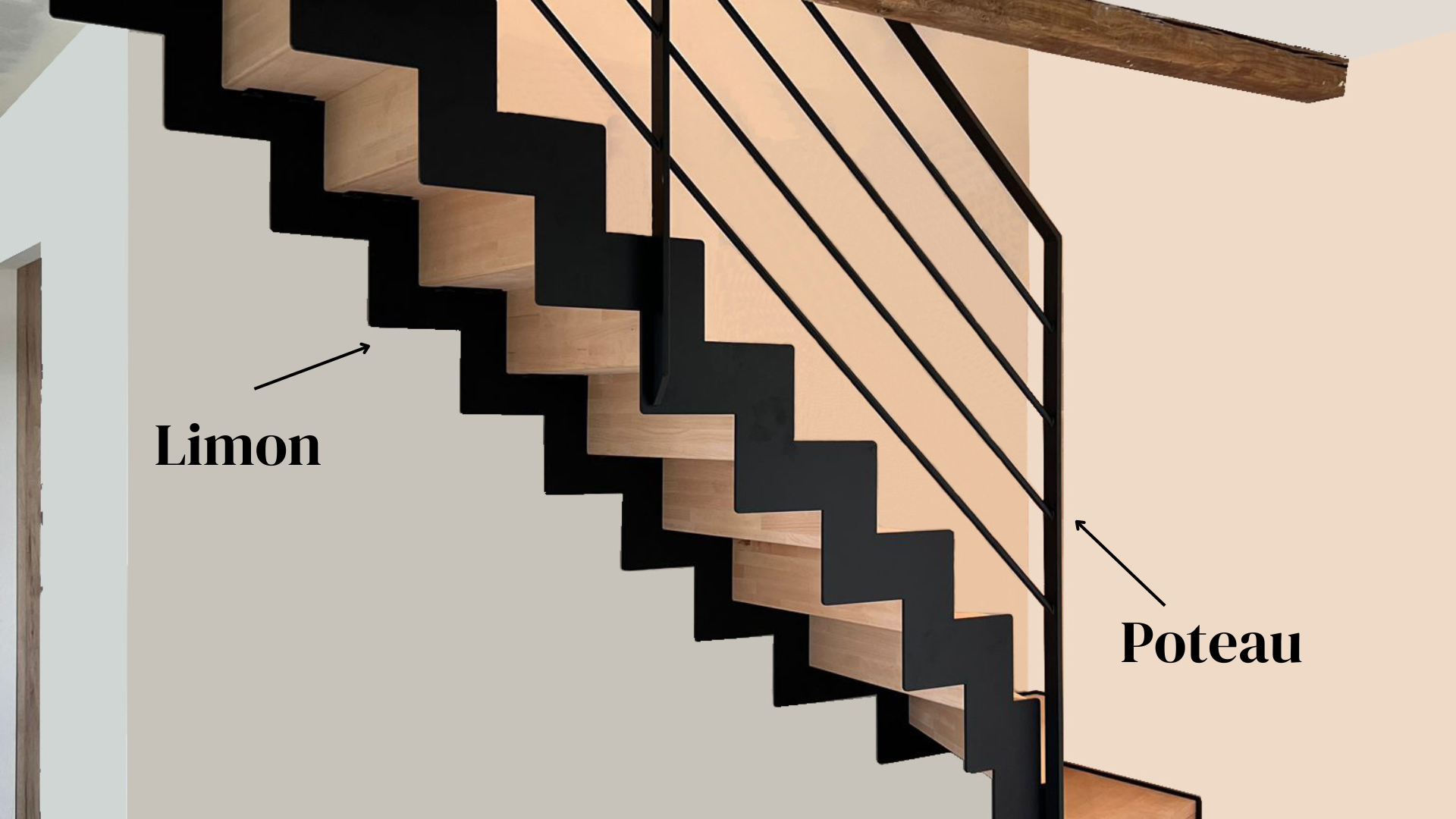 escalier limon et poteau