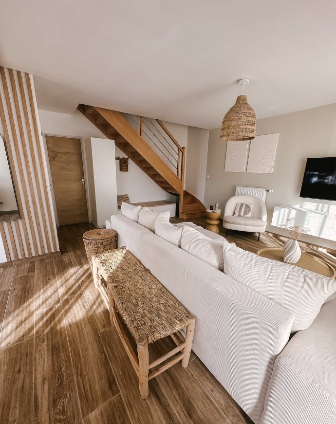 escalier en bois quart tournant