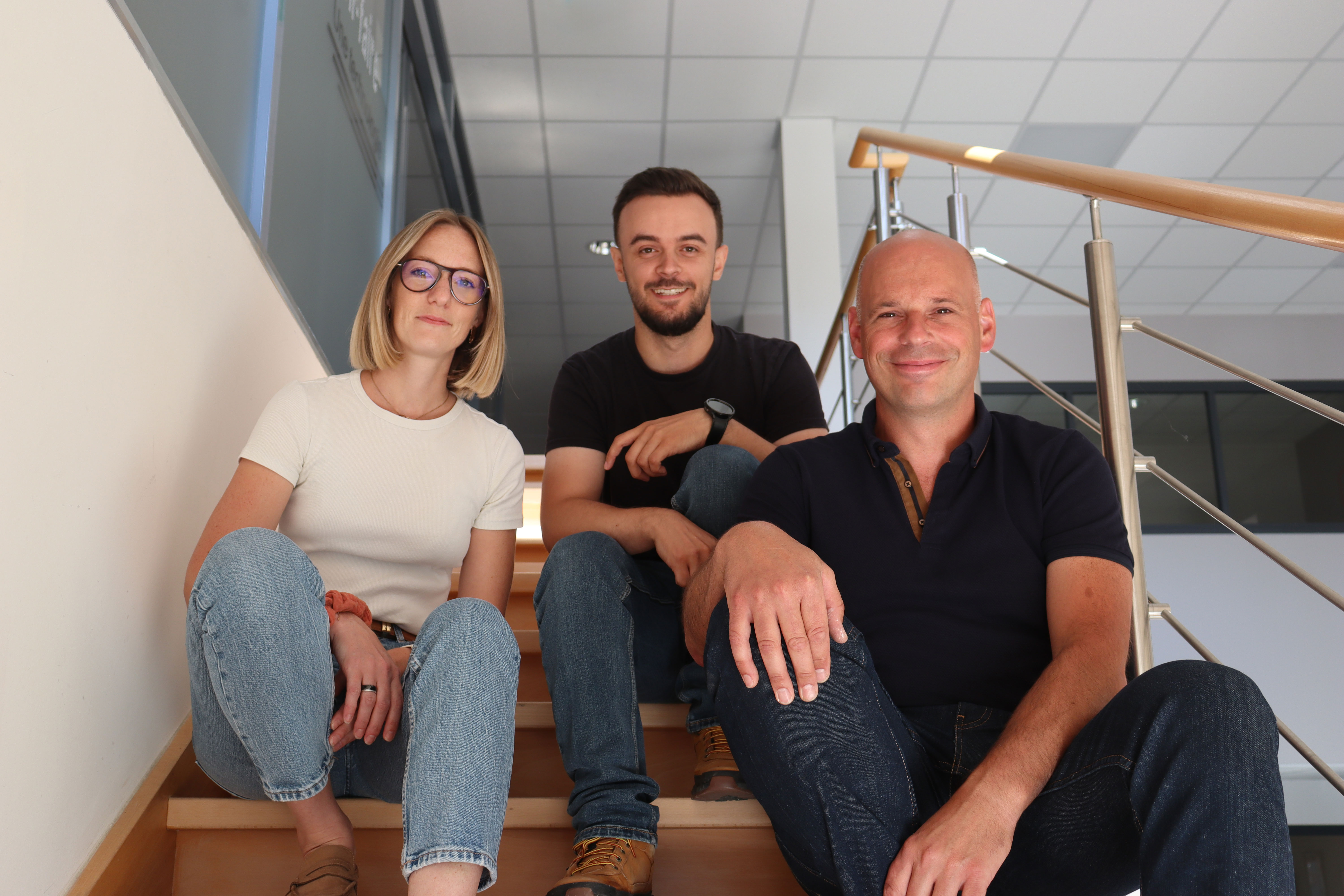 Alexandra, Lucien et Mathieu dirigeants oeba escalier sur mesure