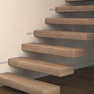 escalier design à marches flottantes en bois