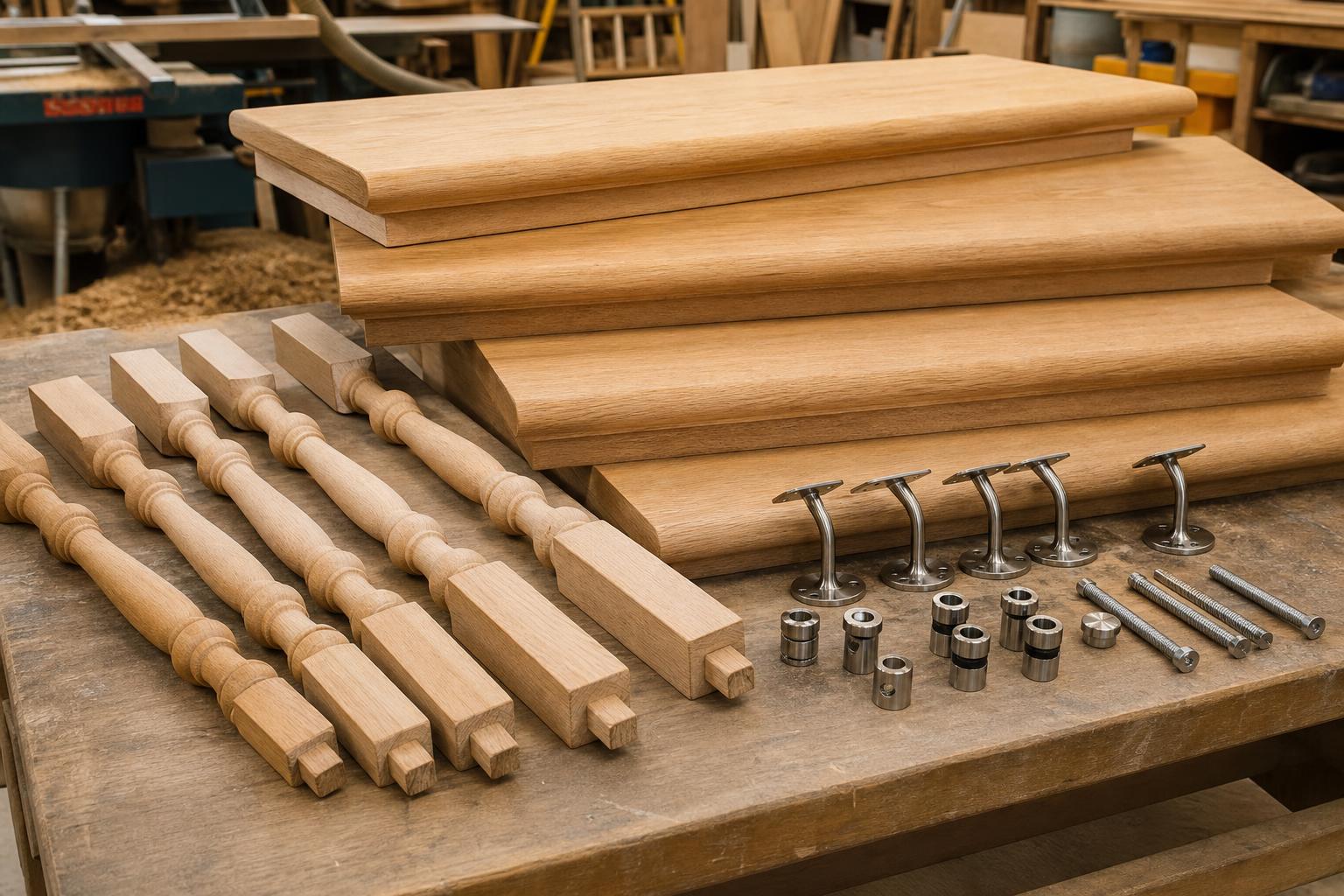 accessoires en bois, marches, rampes