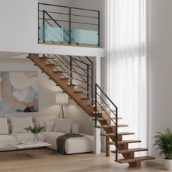 escalier bois et métal