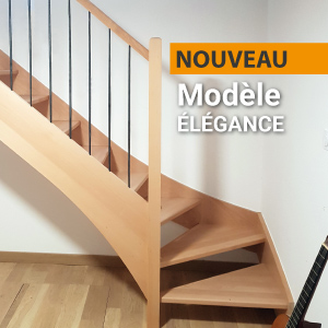 Configurez votre escalier "élégance" en bois, et tubes inox/métal verticaux
